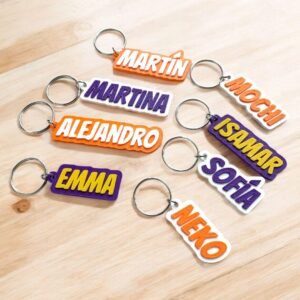 llavero personalizado con nombre a dos colores